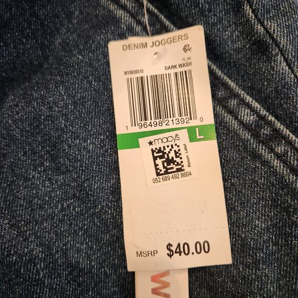 TINSELTOWN Blue Dark Wash Hi-Rise Drawstring Denim Pull On Pant Junior L NEW - Picture 9 of 12